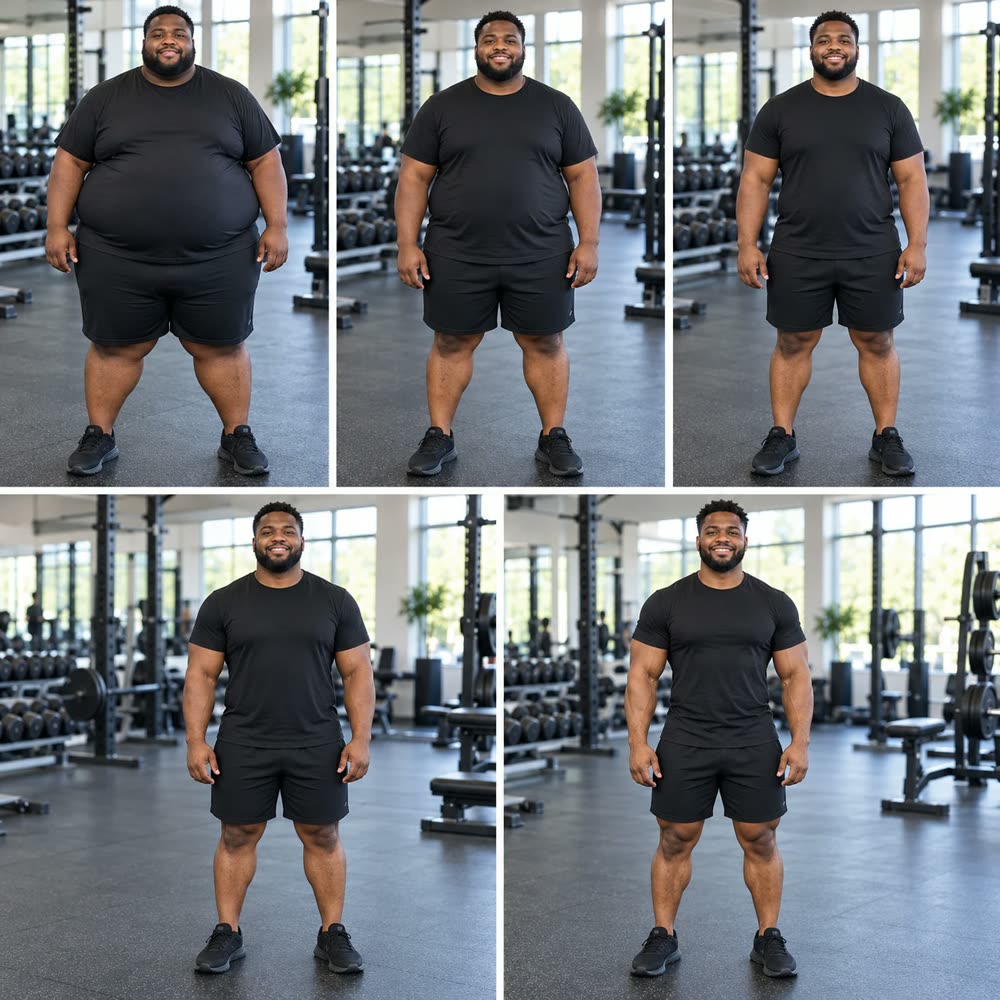 One man's journey from big to fit, shown in five stages